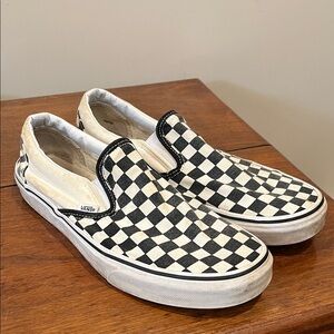Vans Men's Checkered Slip-On Sneakers - Black and White